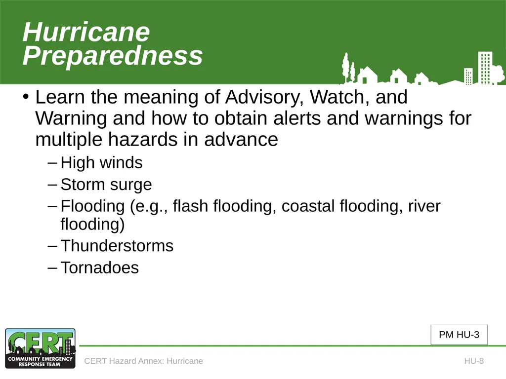 CERT Hazard Annexes Hurricane CERT Hazard Annex 6 - slide 10 of 25