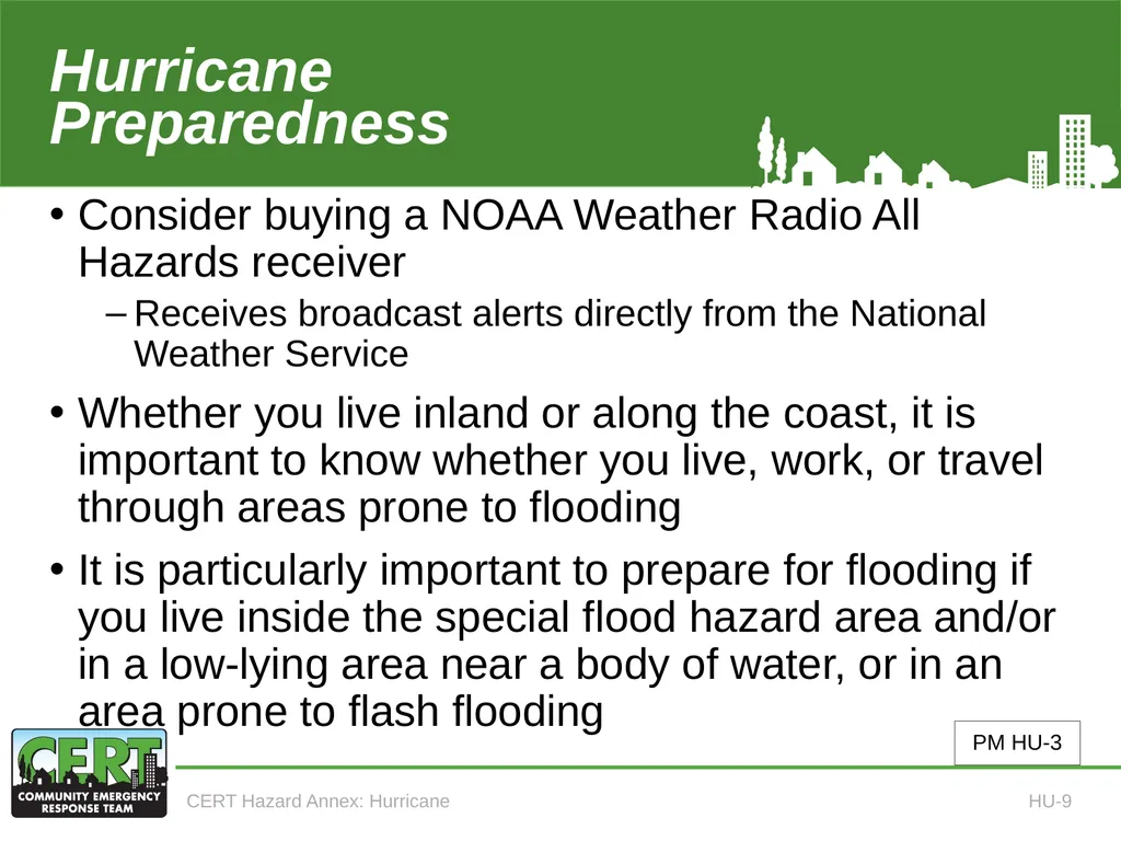 CERT Hazard Annexes Hurricane CERT Hazard Annex 6 - slide 11 of 25