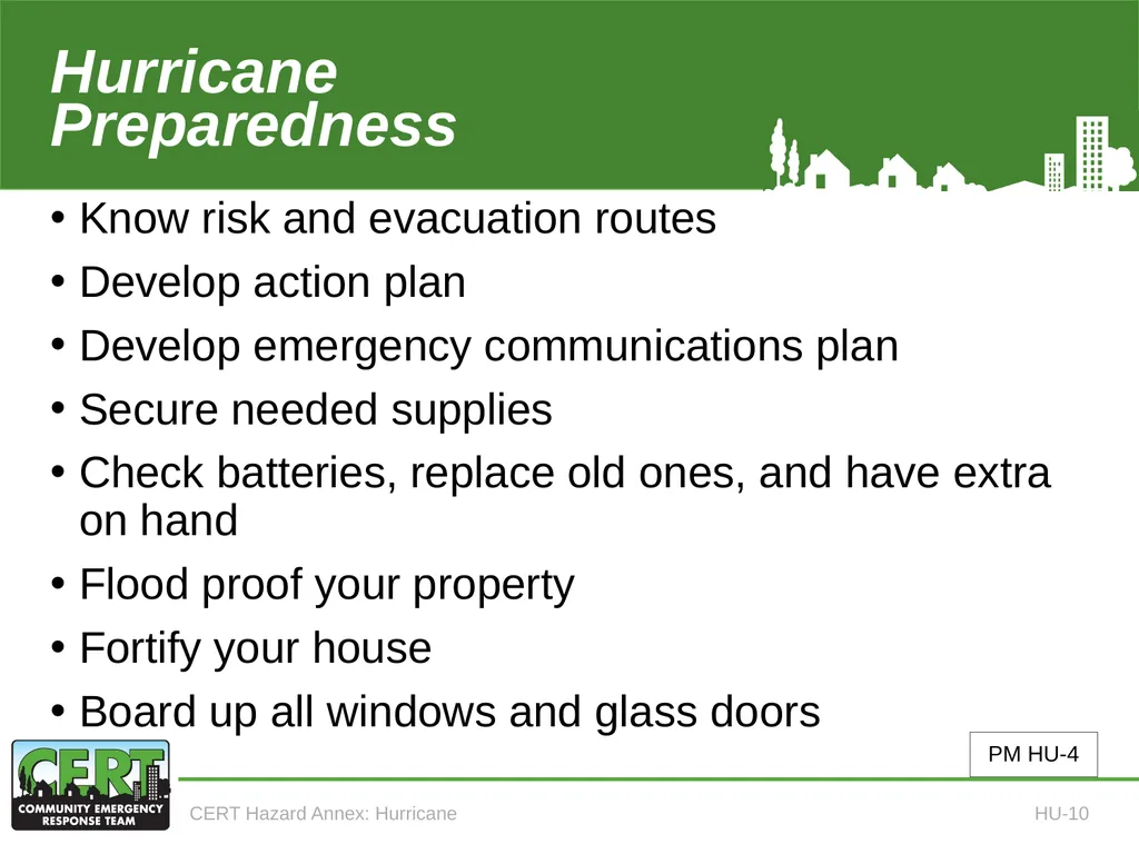 CERT Hazard Annexes Hurricane CERT Hazard Annex 6 - slide 12 of 25