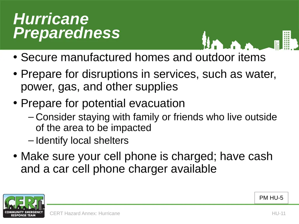 CERT Hazard Annexes Hurricane CERT Hazard Annex 6 - slide 13 of 25