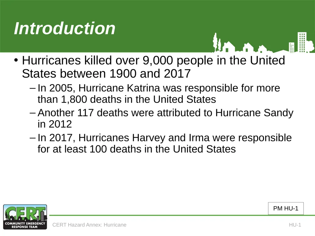 CERT Hazard Annexes Hurricane CERT Hazard Annex 6 - slide 3 of 25