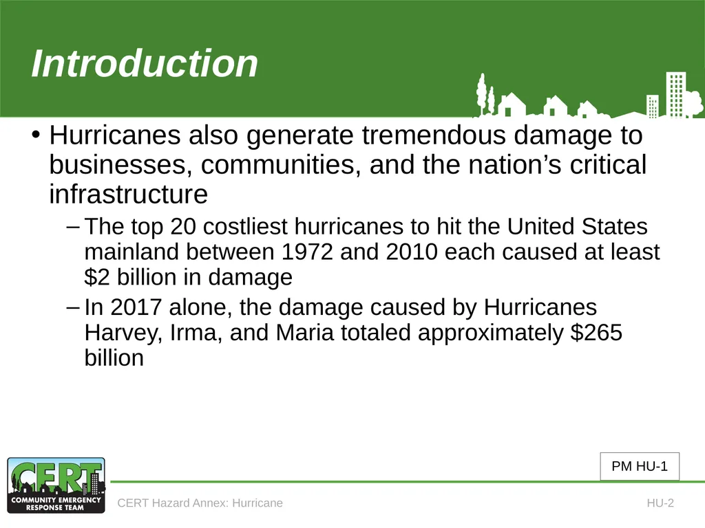 CERT Hazard Annexes Hurricane CERT Hazard Annex 6 - slide 4 of 25