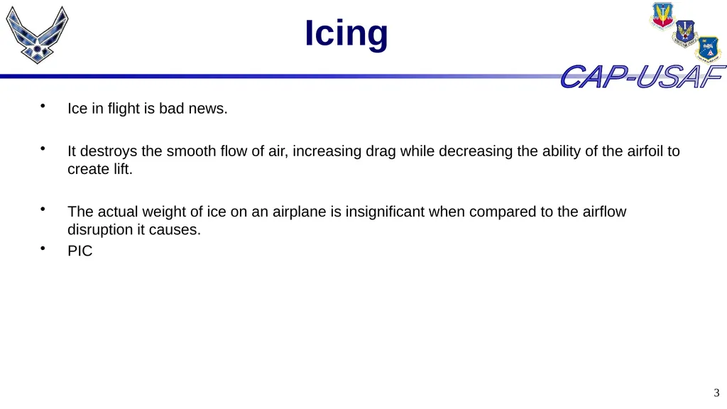 1 Aircraft Icing 2 Overview Icing Quiz Icing Quiz - slide 3 of 37