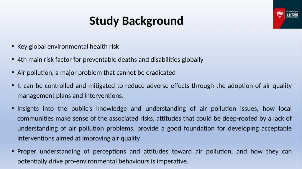 Air Pollution Perceptions and Responses: A - slide 2 of 14