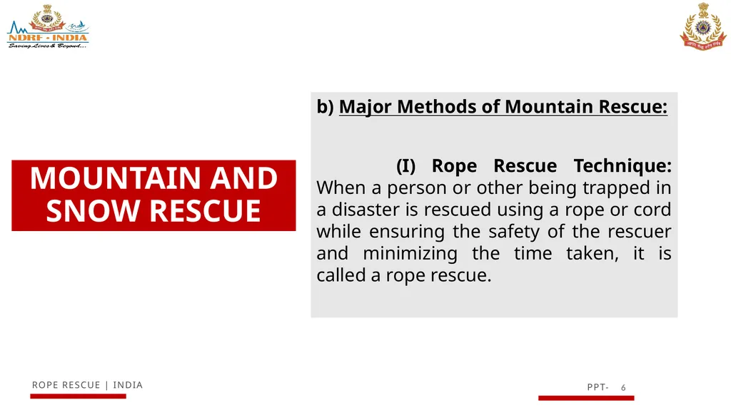 KNOWLEDGE OF MOUNTAIN AND SNOW RESCUE IN HIGH - slide 6 of 29
