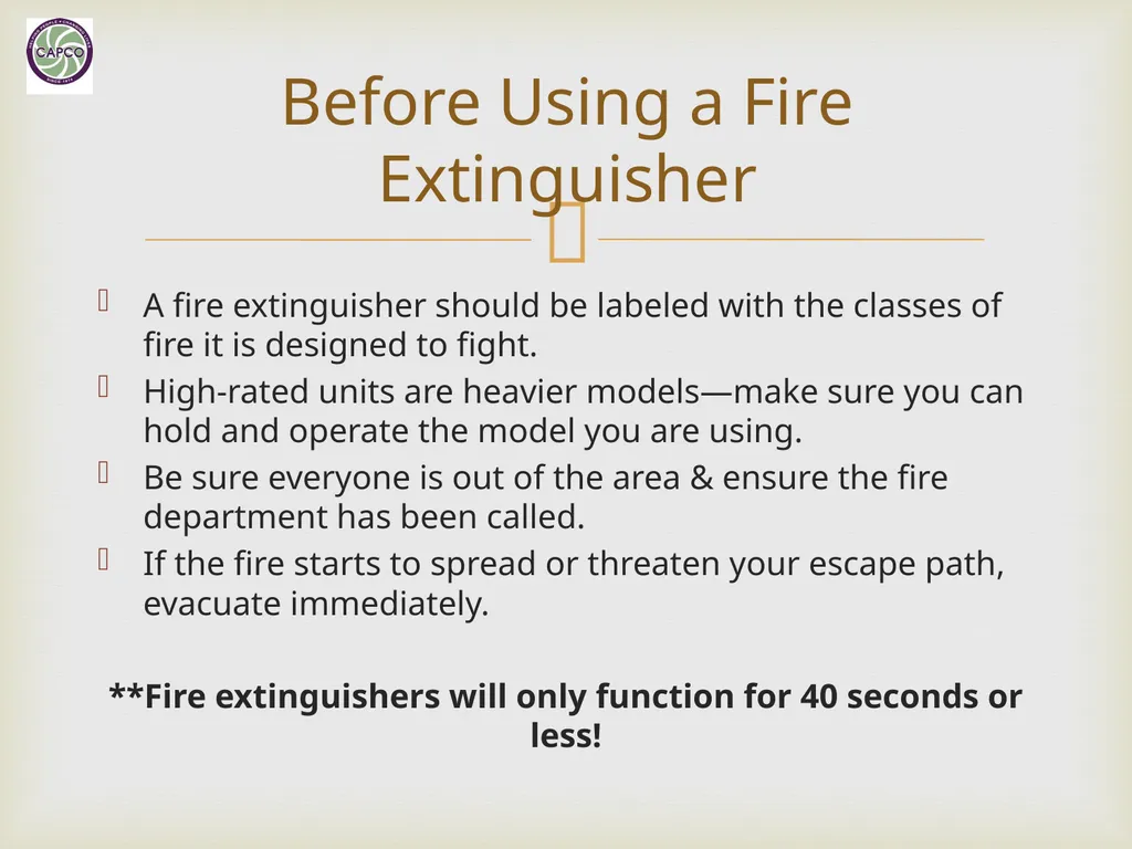 Fire Safety Training CAPCO Loss Prevention & - slide 22 of 24