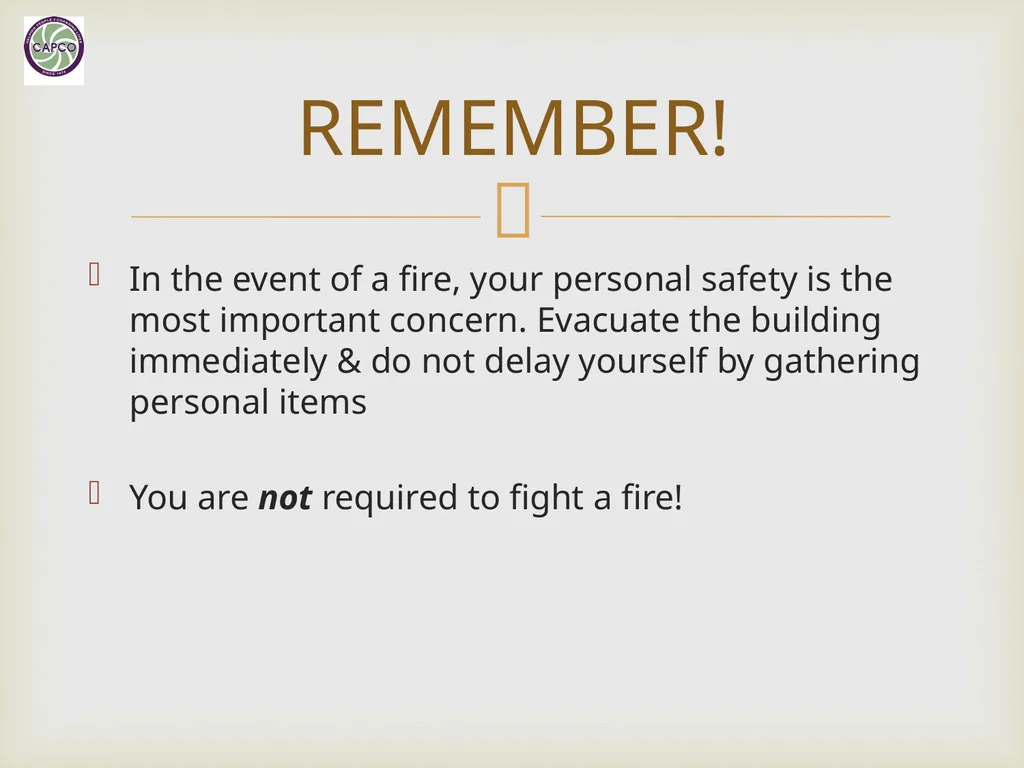 Fire Safety Training CAPCO Loss Prevention & - slide 17 of 24
