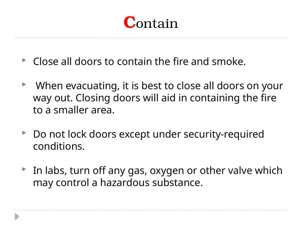 Procedures for Fire Safety and Evacuation Why - slide 10 of 17