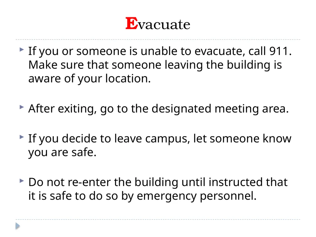 Procedures for Fire Safety and Evacuation Why - slide 12 of 17
