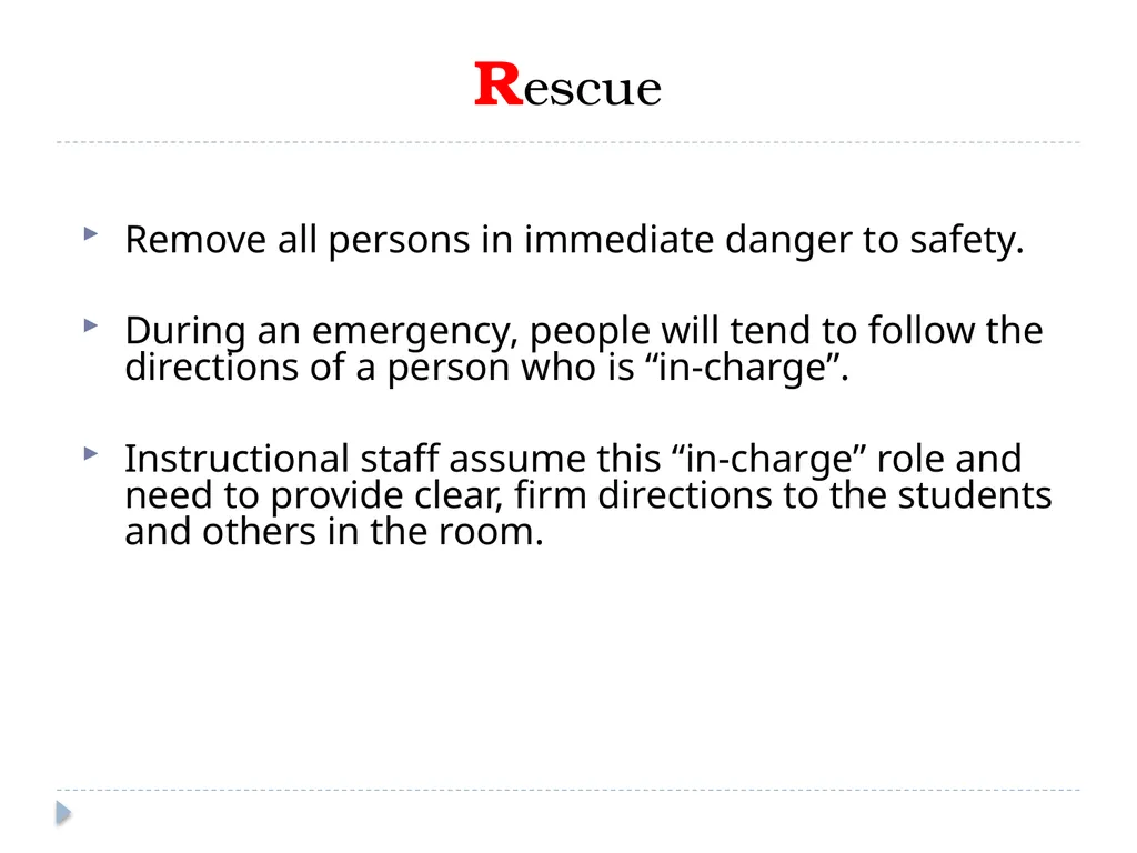 Procedures for Fire Safety and Evacuation Why - slide 8 of 17