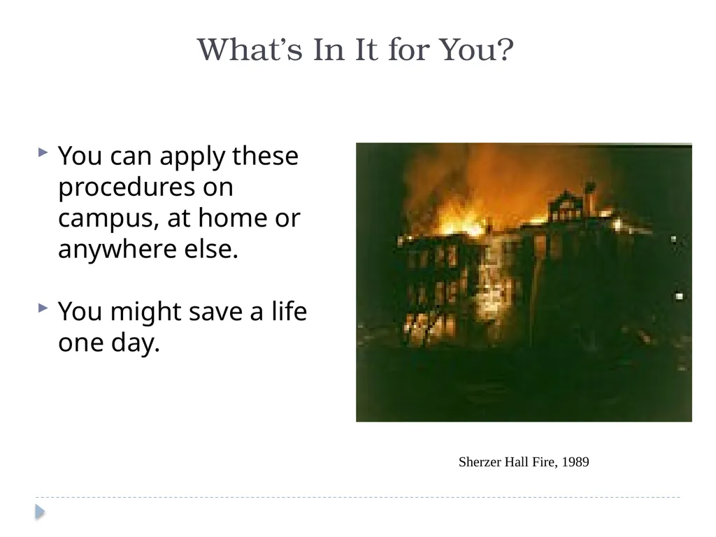 Procedures for Fire Safety and Evacuation Why - slide 3 of 17