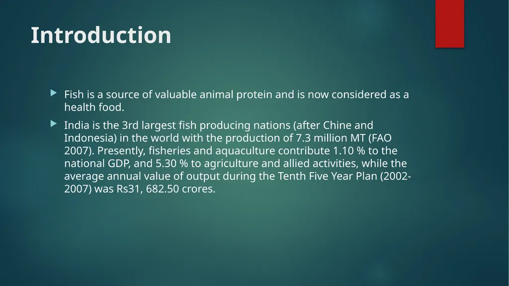 FISH HARVESTING, HANDLING AND TRANSPORTATION; - slide 2 of 16
