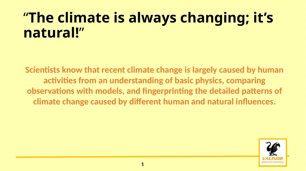 Climate Change Myths and Realities “Warming has - slide 3 of 6
