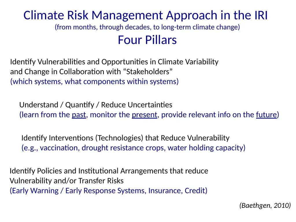 Climate Risk Management Approach in the IRI (from - slide 1 of 18