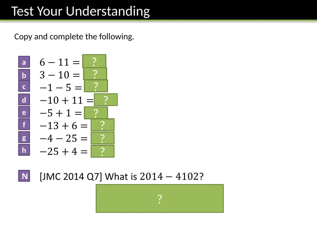 Year 7 Negative Numbers Dr J Frost - slide 4 of 19