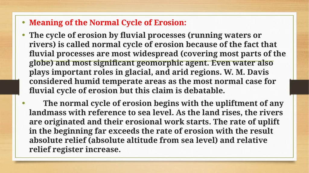 APPLIED GEOMORPHOLOGY - UNIT : IV CYCLE OF EROSION - slide 3 of 23