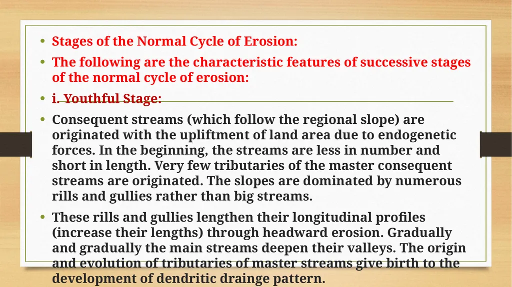 APPLIED GEOMORPHOLOGY - UNIT : IV CYCLE OF EROSION - slide 7 of 23