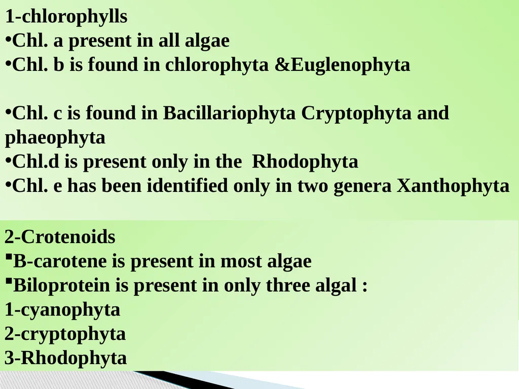 Algae An alga (singular for algae) is a plant-like - slide 27 of 37