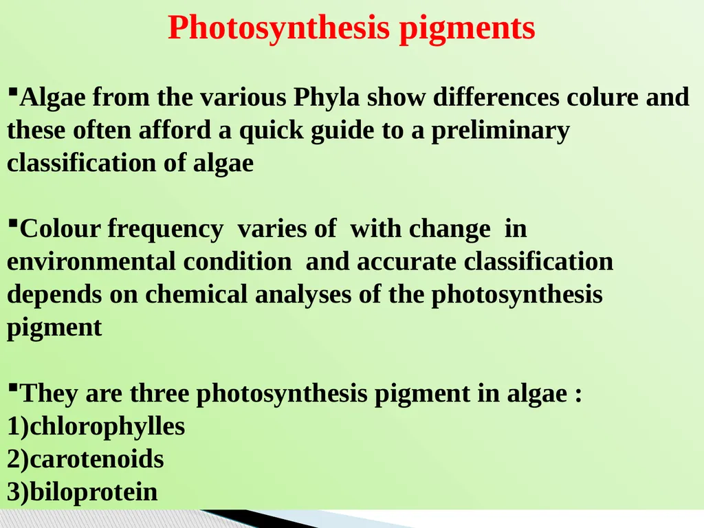 Algae An alga (singular for algae) is a plant-like - slide 26 of 37