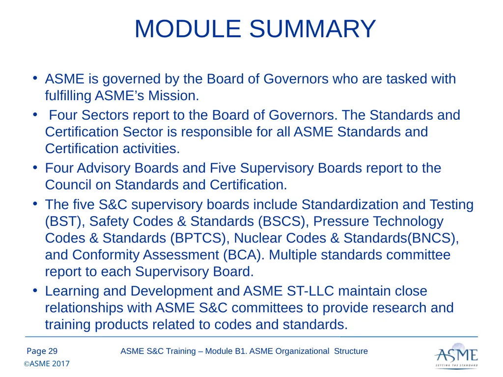 Standards and Certification Training Module B – - slide 29 of 31