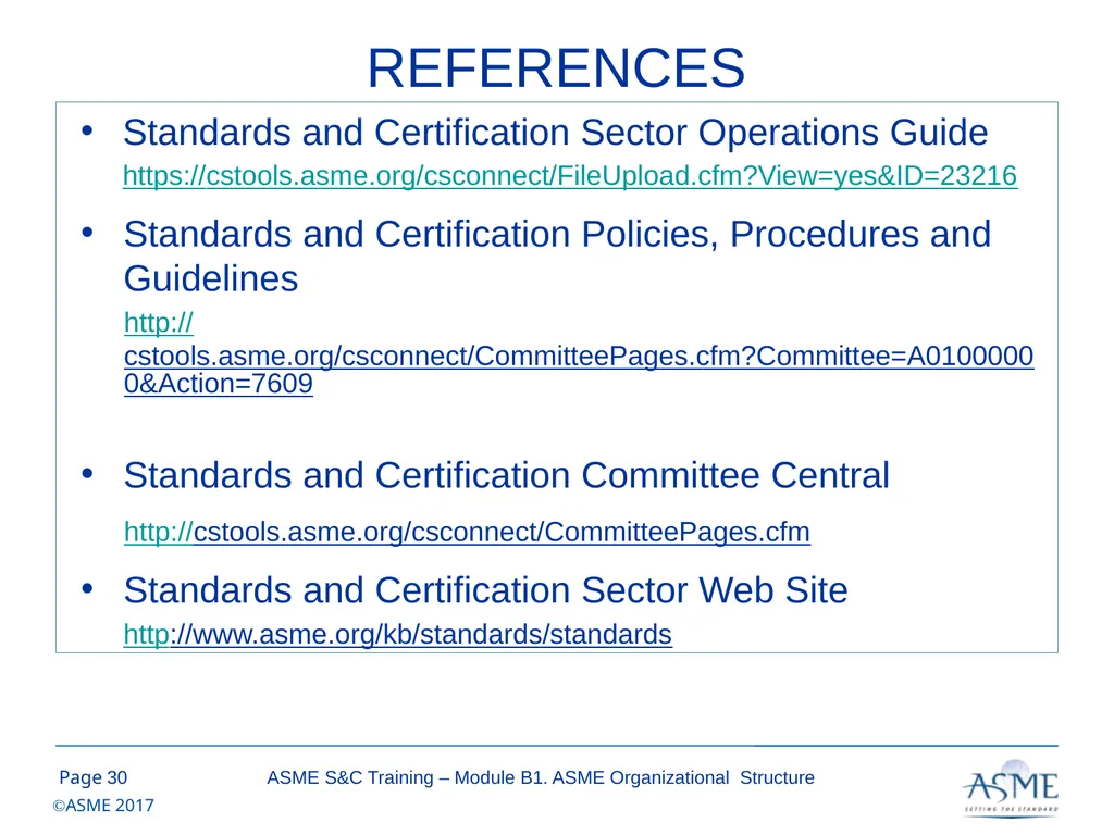 Standards and Certification Training Module B – - slide 30 of 31