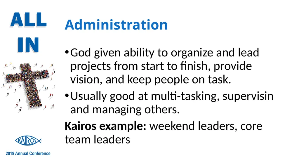 Kairos Ministry and Spiritual Gifts Presented by: - slide 16 of 27
