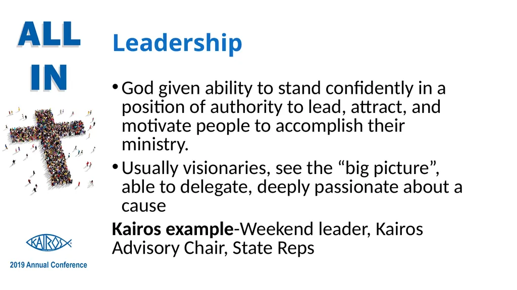 Kairos Ministry and Spiritual Gifts Presented by: - slide 23 of 27