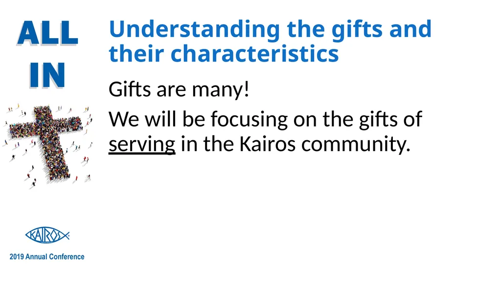 Kairos Ministry and Spiritual Gifts Presented by: - slide 15 of 27