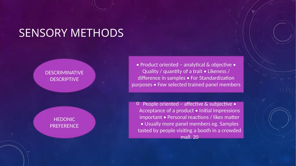SENSORY EVALUATION ….. Basics of Sensory - slide 19 of 32