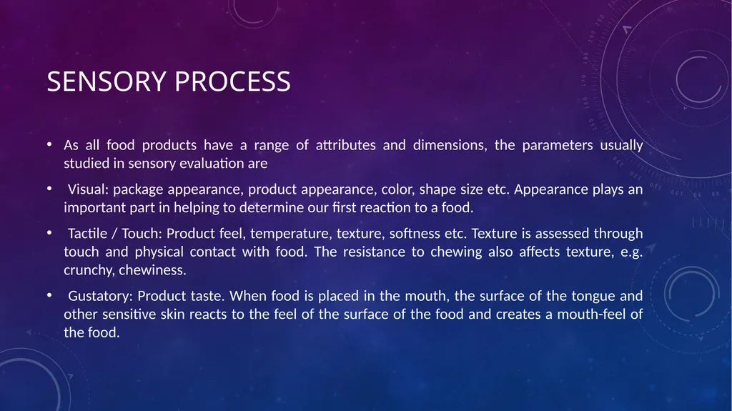 SENSORY EVALUATION ….. Basics of Sensory - slide 12 of 32