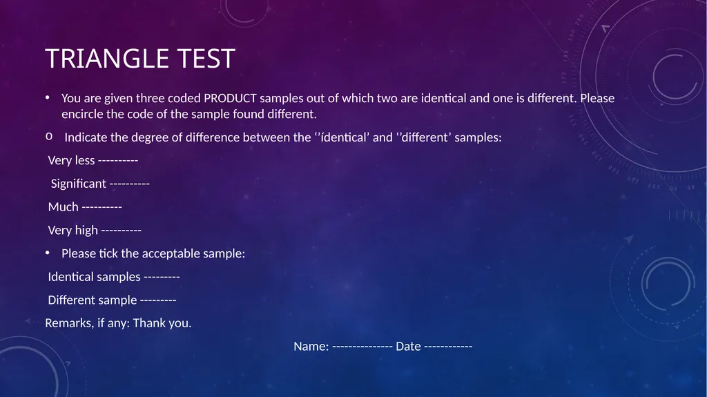 SENSORY EVALUATION ….. Basics of Sensory - slide 27 of 32