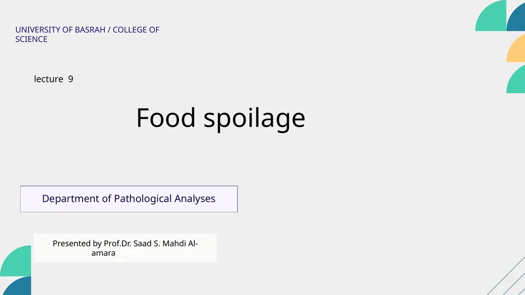 UNIVERSITY OF BASRAH / COLLEGE OF SCIENCE lecture - slide 1 of 9