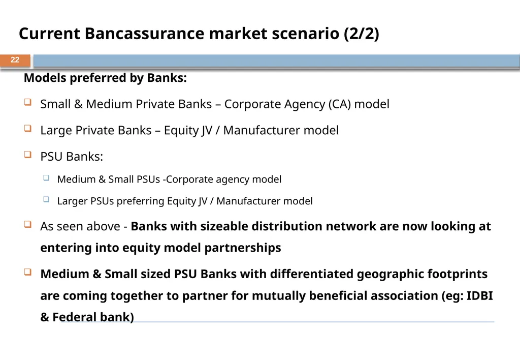 BANCASSURANCE AND BEYOND – A Banker Perspective - slide 22 of 39