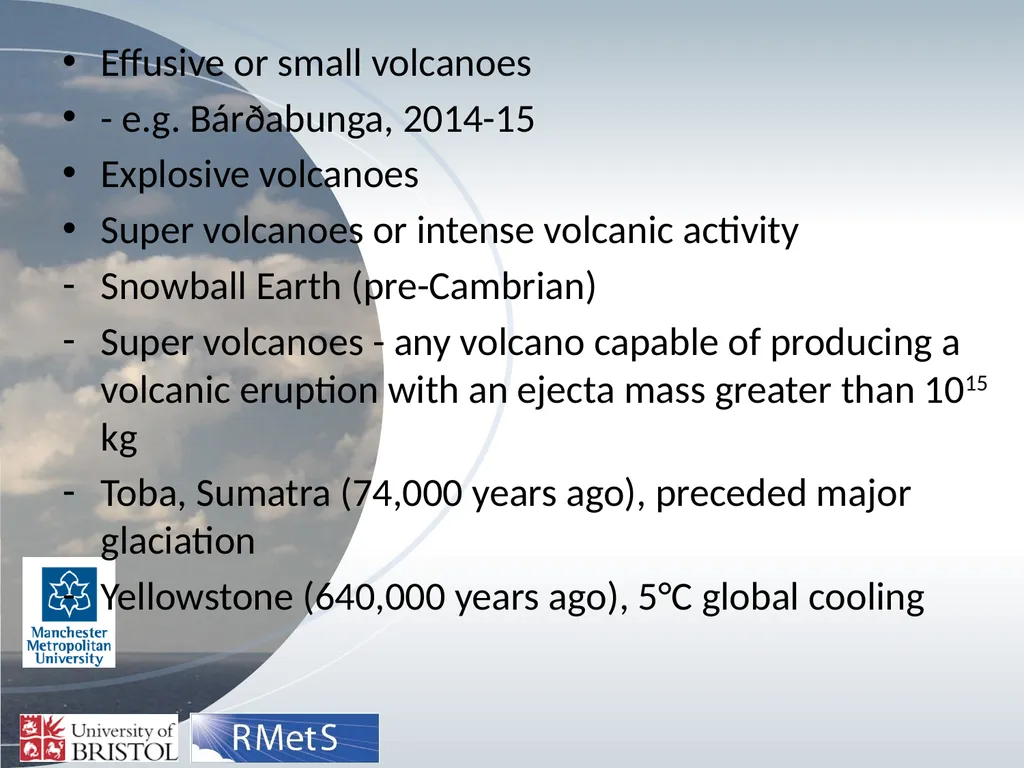 Volcanoes and Climate The Earth’s Energy - slide 9 of 14