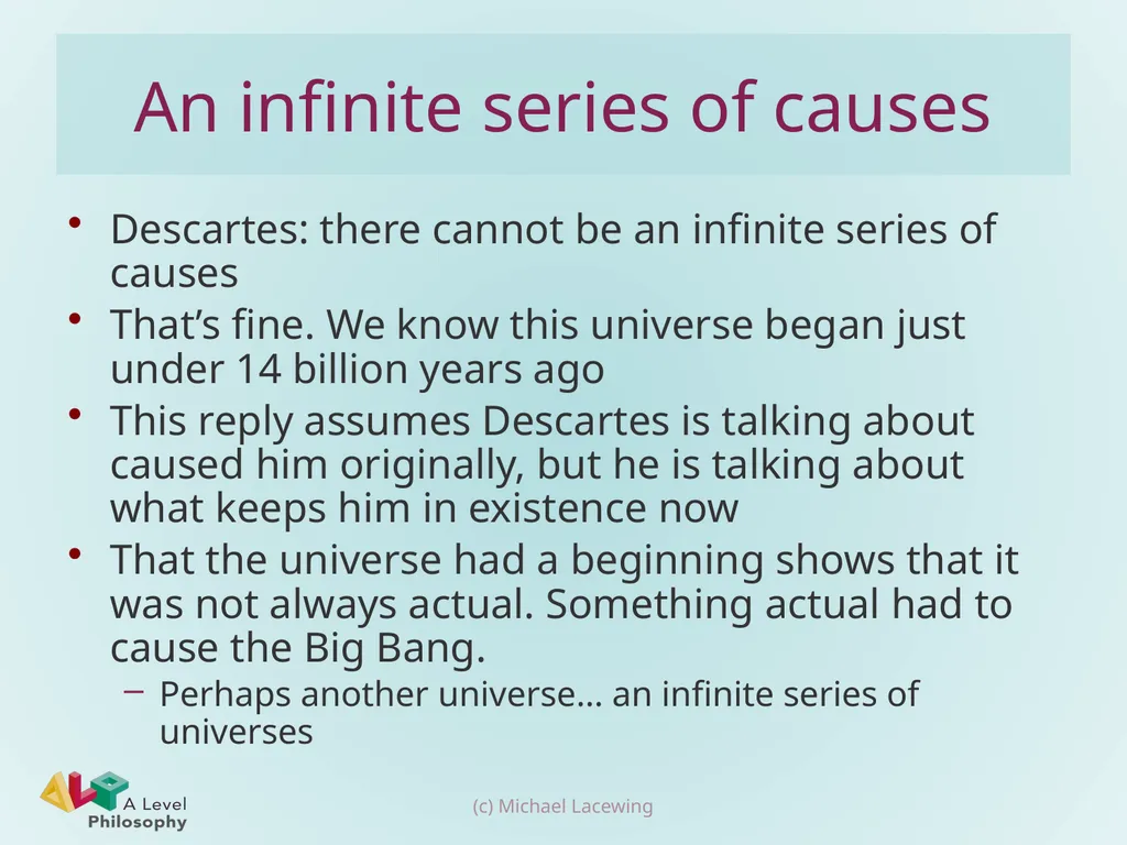 Descartes’ cosmological argument Michael Lacewing - slide 13 of 17