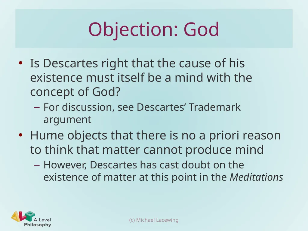 Descartes’ cosmological argument Michael Lacewing - slide 12 of 17