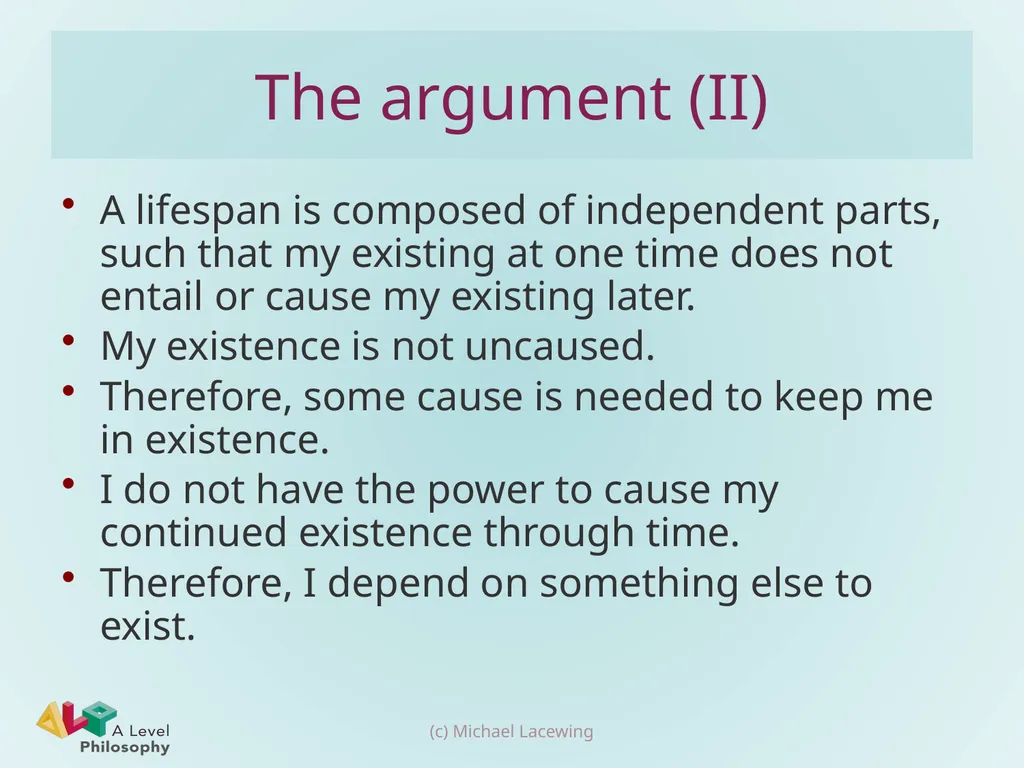 Descartes’ cosmological argument Michael Lacewing - slide 4 of 17