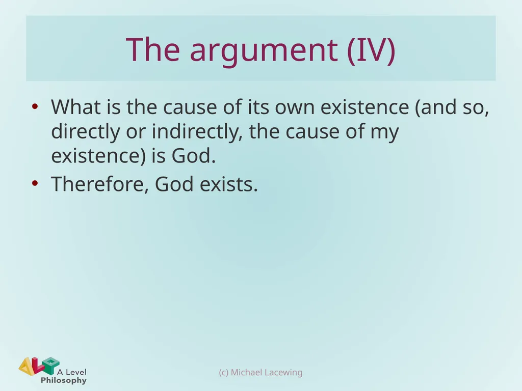 Descartes’ cosmological argument Michael Lacewing - slide 9 of 17