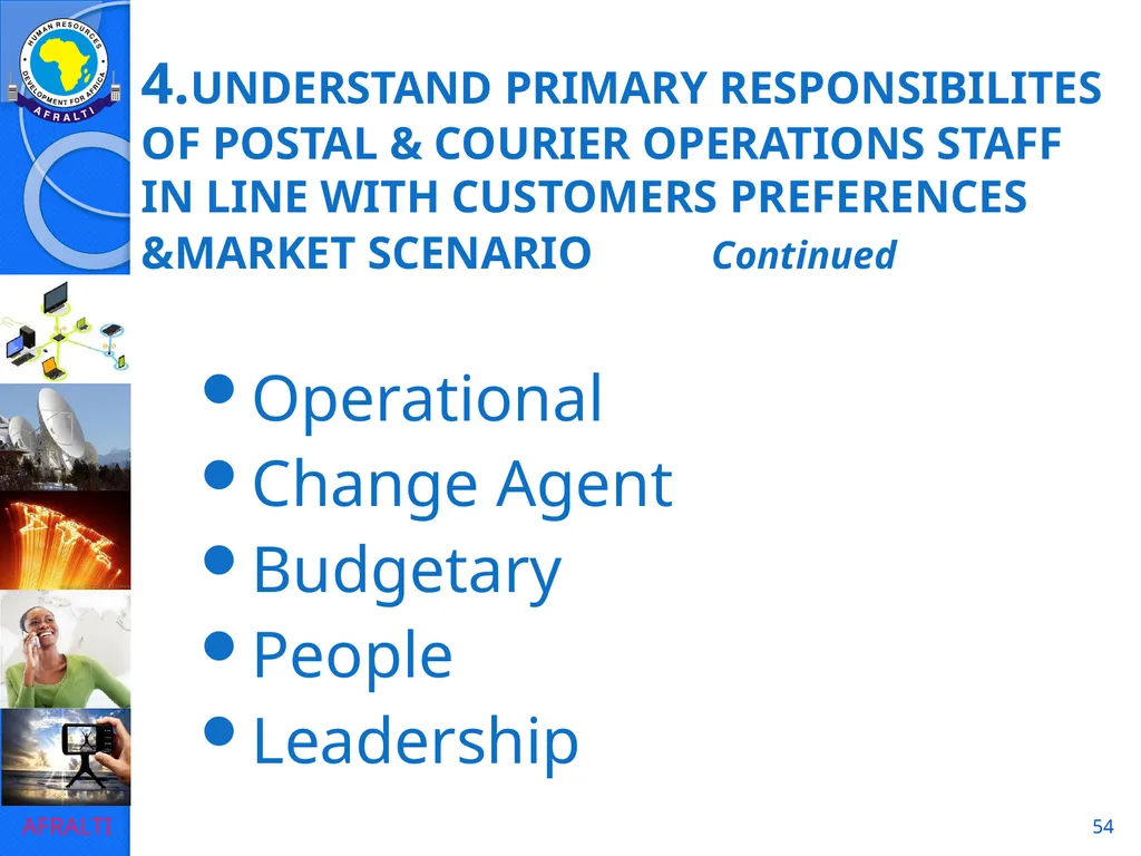 1 POSTAL AND COURIER STANDARDS AND OPERATIONS - slide 54 of 81