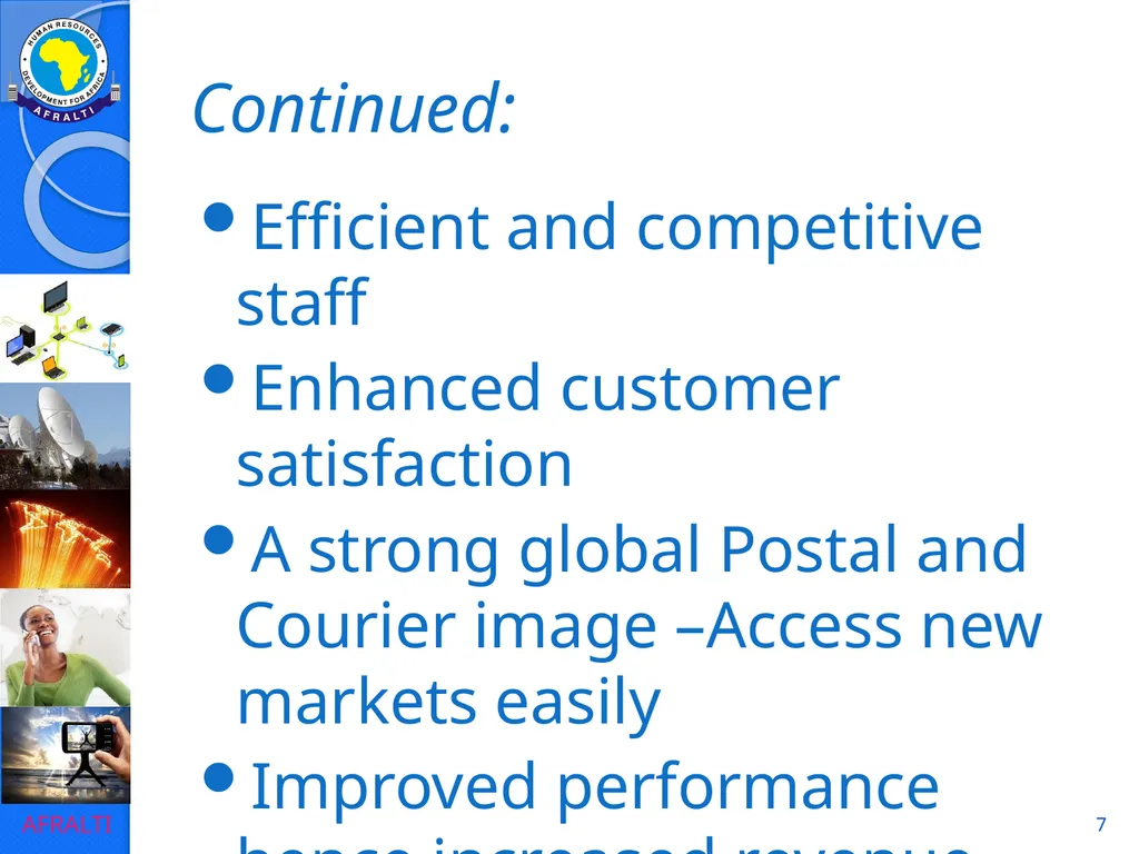 1 POSTAL AND COURIER STANDARDS AND OPERATIONS - slide 7 of 81