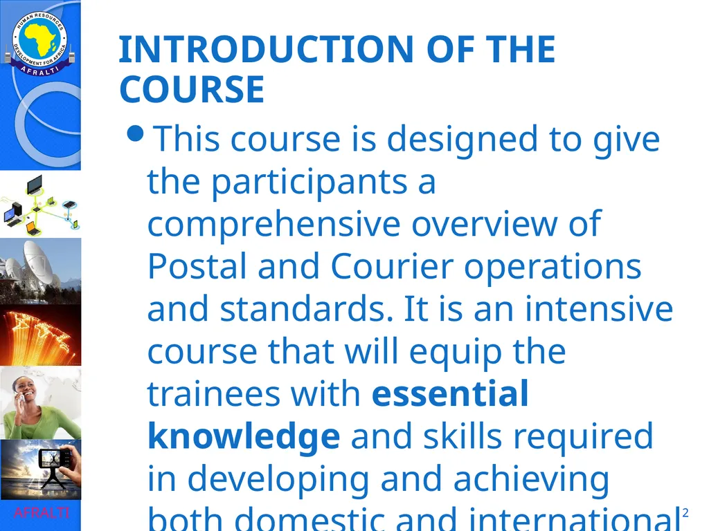 1 POSTAL AND COURIER STANDARDS AND OPERATIONS - slide 2 of 81