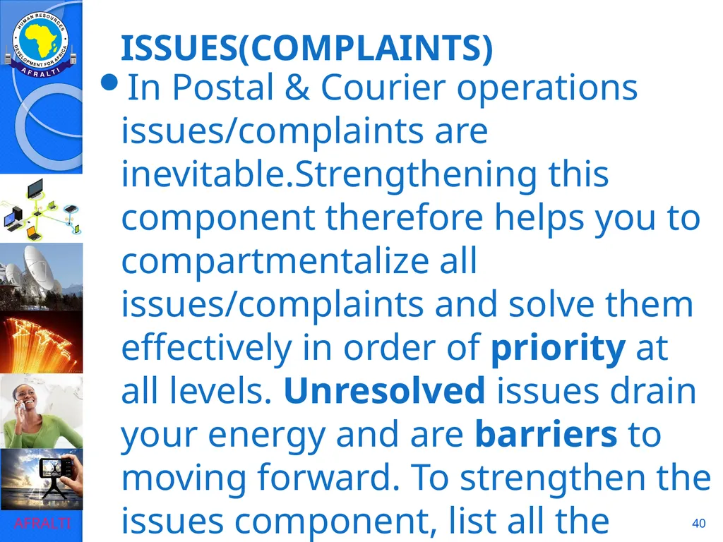 1 POSTAL AND COURIER STANDARDS AND OPERATIONS - slide 40 of 81
