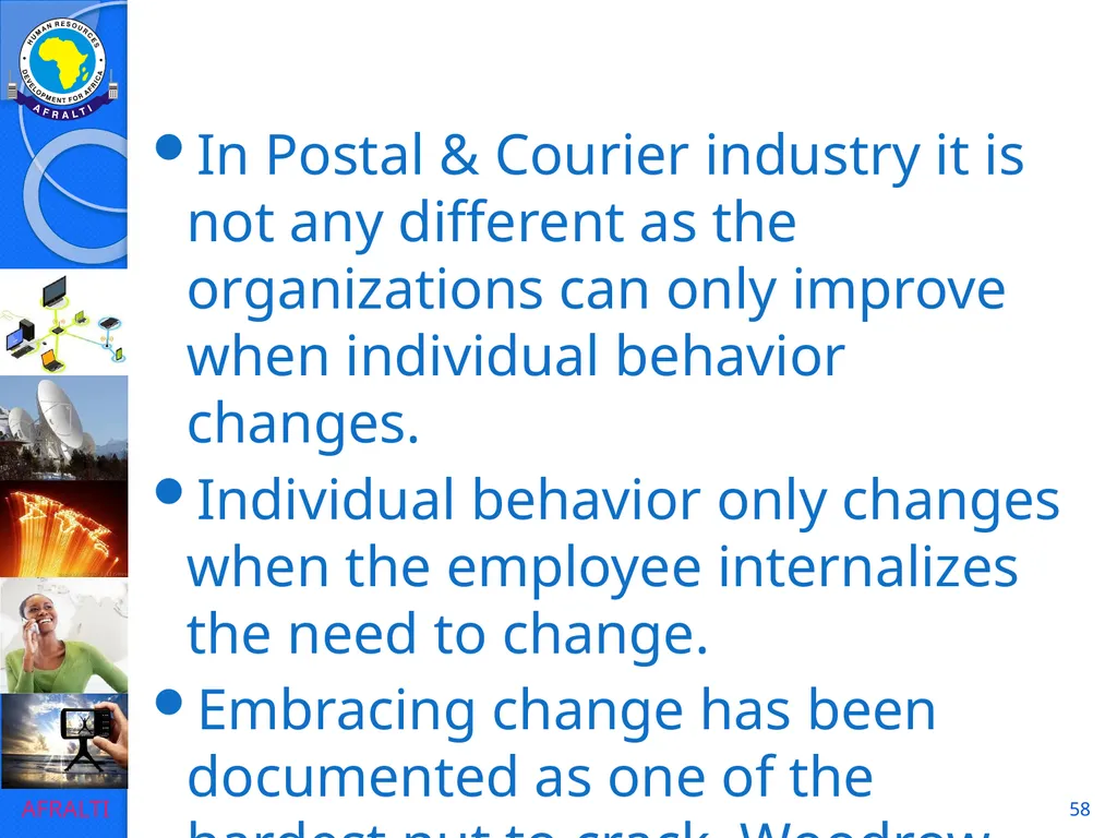 1 POSTAL AND COURIER STANDARDS AND OPERATIONS - slide 58 of 81