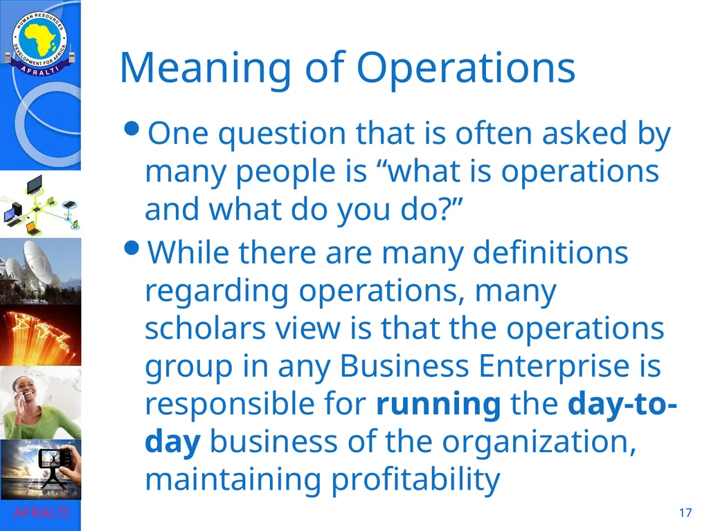 1 POSTAL AND COURIER STANDARDS AND OPERATIONS - slide 17 of 81
