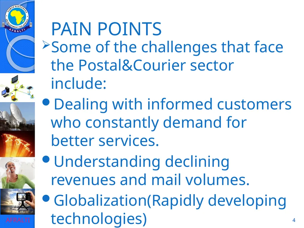 1 POSTAL AND COURIER STANDARDS AND OPERATIONS - slide 4 of 81