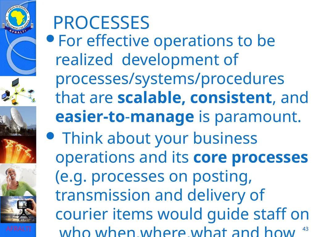 1 POSTAL AND COURIER STANDARDS AND OPERATIONS - slide 43 of 81