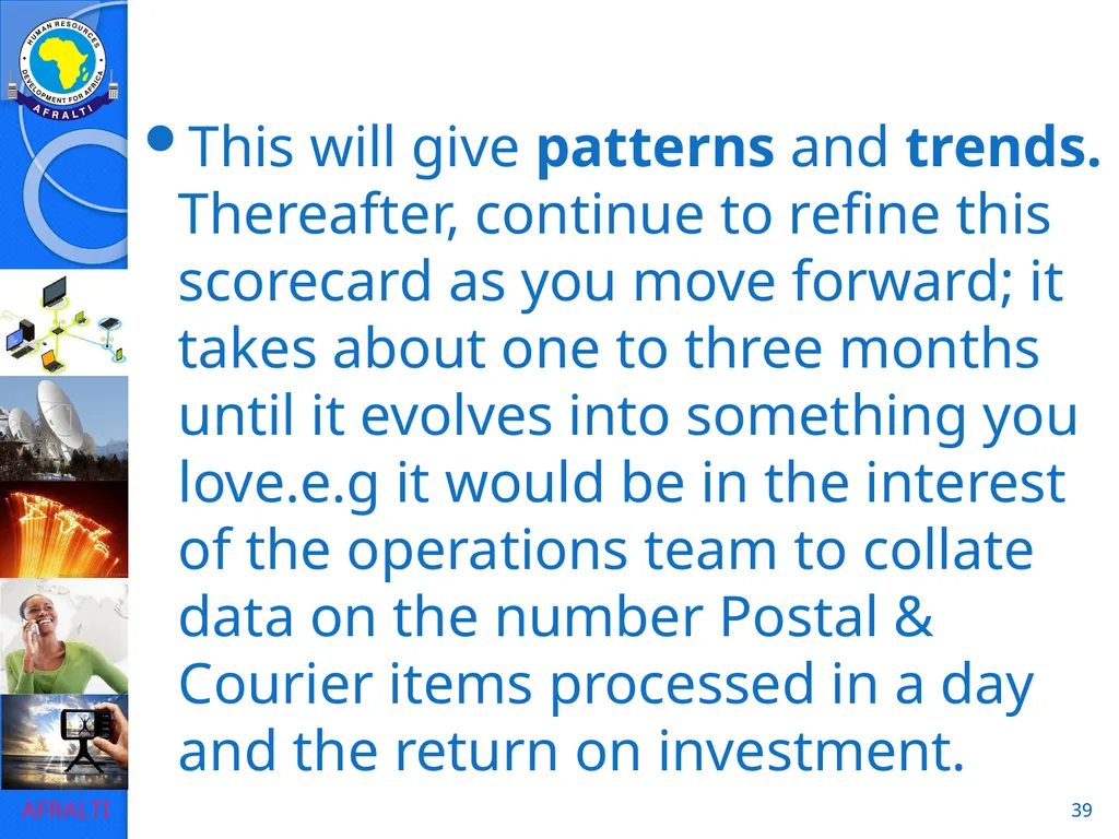 1 POSTAL AND COURIER STANDARDS AND OPERATIONS - slide 39 of 81