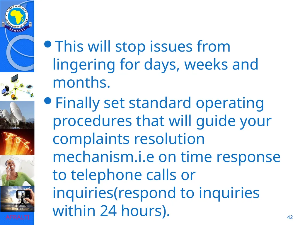 1 POSTAL AND COURIER STANDARDS AND OPERATIONS - slide 42 of 81