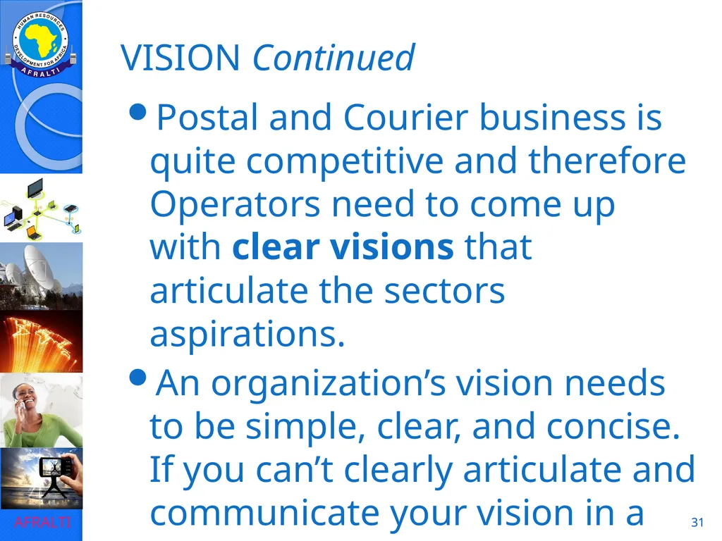 1 POSTAL AND COURIER STANDARDS AND OPERATIONS - slide 31 of 81
