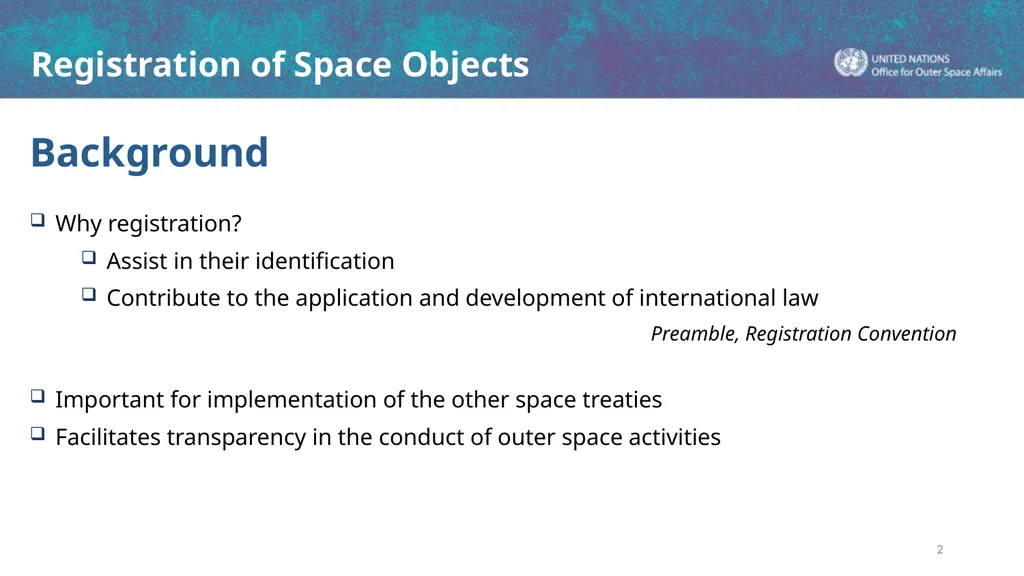 Registration of Space Objects Space Law Conference - slide 2 of 16